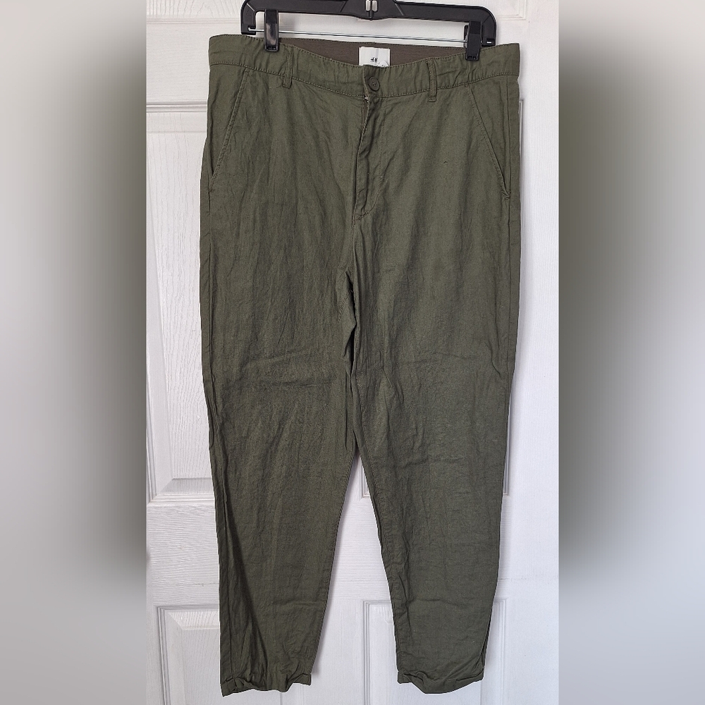 H&M Linen Pants Olive Green